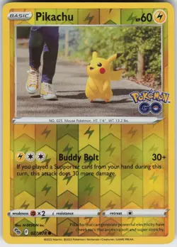 Pikachu (27) Reverse Holofoil Pokemon GO 027/078 - Image 1