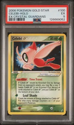 2006 POKEMON EX CRYSTAL GUARDIANS GOLD STAR #100 CELEBI-HOLO PSA 5 - Image 1