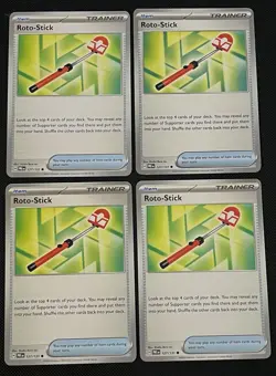 4x Roto-Stick 127/131 SV: Prismatic Evolutions Pokemon Playset x4 NM - Image 1