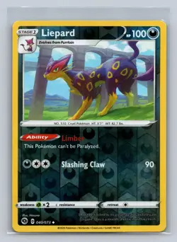 Liepard 040/073 Uncommon Champion's Path Pokemon Reverse Holo Near Mint - Image 1