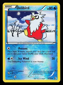 Delibird 38/149 Reverse Holo Uncommon Boundaries Crossed Pokemon Card - Image 1