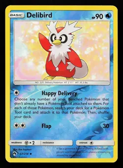 Delibird 57/214 Reverse Holo Uncommon Lost Thunder Pokemon Card - Image 1