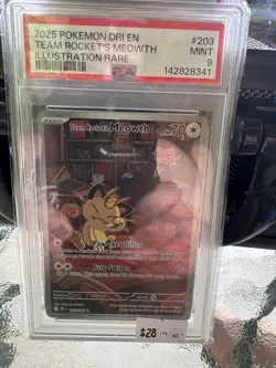 Pokemon TCG Team Rockets Meowth Card 203/182 PSA 9 - Image 1