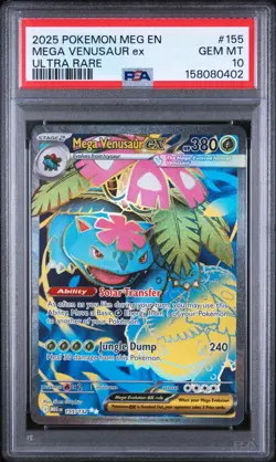2025 POKEMON MEG EN MEGA VENUSAUR ex #155 ULTRA RARE PSA 10, English card - Image 1
