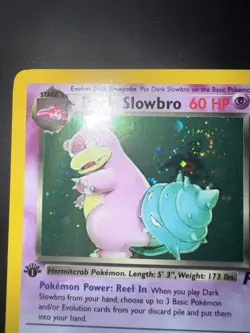 Pokemon Card English Dark Slowbro Holo Swirl 1st Edition 12/82 Team Rocket LP - Image 3