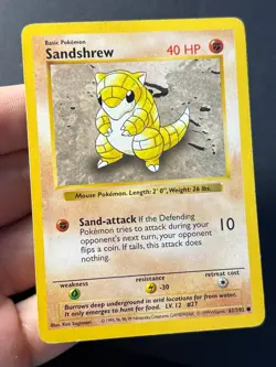 Sandshrew 62/102 Shadowless Base Set - Pokemon Card WOTC B LP - - Image 4