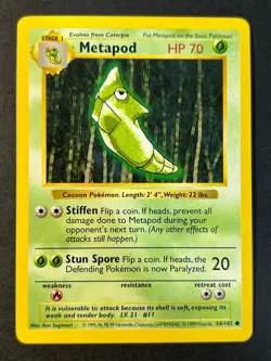 Metapod 54/102 Shadowless Base Set - WOTC Pokemon Card K Pack Fresh - Image 1