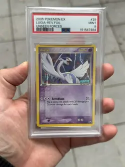 2005 POKEMON EX UNSEEN FORCES #29 LUGIA-REVERSE FOIL PSA 9 NEW CERT - Image 1