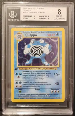 Poliwrath Pokemon Base 1st Edition Holo R 1999 German BGS 8 - Image 1