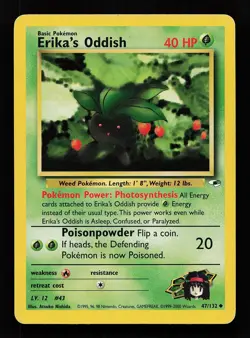 Erika's Oddish 47/132 Unlimited Uncommon Gym Heroes Pokemon Card - Image 1
