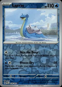 Lapras Common SV: Paldean Fates 016/091 Water Reverse Holo Pokemon Card - Image 1