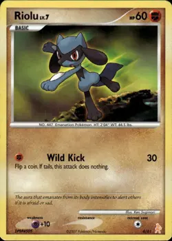 Riolu Common DP Trainer Kit: Manaphy & Lucario 6/12 Fighting Pokemon Card - Image 1