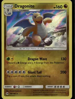Dragonite Holo Rare SM Base Set 96/149 Dragon Holo Pokemon Card - Image 1