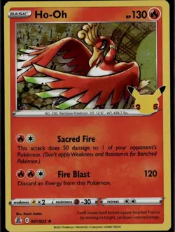 Ho-Oh Holo Rare Celebrations 001/025 Fire Pokemon Card - Image 1