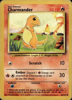 Charmander Common Base Set 046/102 Fire Pokemon Card - Image 1