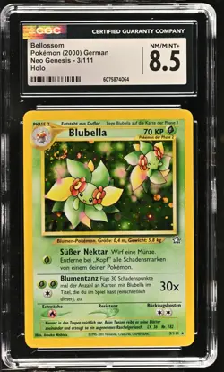 CGC 8.5 GERMAN Bellossom 2000 Neo Genesis 3/111 Holo SWIRL Pokemon Card - Image 1