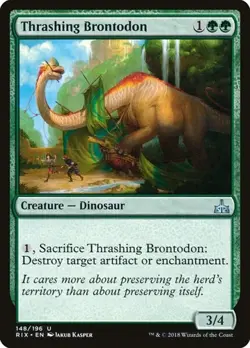 2x Thrashing Brontodon - Foil Rivals of Ixalan LP MTG - Image 1