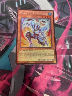 YUGIOH - MASKED HERO FOUNTAIN - SECRET RARE - BLGG - NM - 1ST ED - Image 1