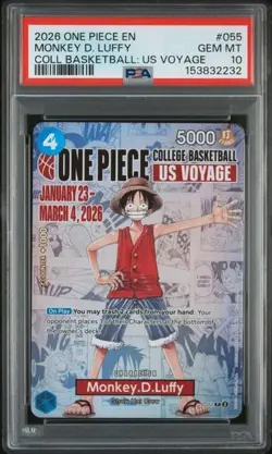 One Piece Monkey D. Luffy US College Voyage Basketball PSA 10 - Image 1