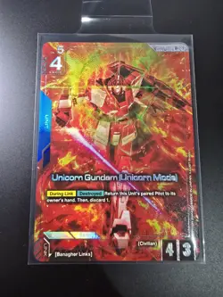 GUNDAM TCG CARD GAME UNICORN GUNDAM (UNICORN MODE) GD01-005 R+ FOIL ENG NEWTYPE - Image 1