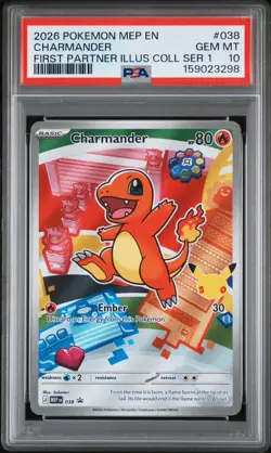 PSA 10 Charmander 038 Pokemon First Partner Illustration Kanto Black Star Promo - Image 1
