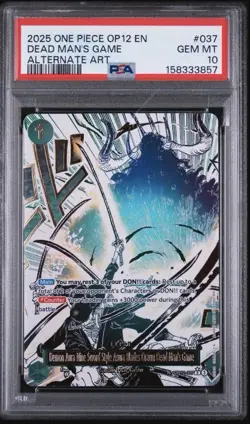 2025 ONE PIECE OP12-037 LEGACY OF THE MASTER DEAD MAN'S GAME ALT ART PSA 10 - Image 1