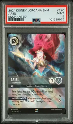 2024 DISNEY LORCANA EN 4-URSULA'S RETURN ENCHANTED ARIEL - SONIC WARRIOR PSA 9 - Image 1