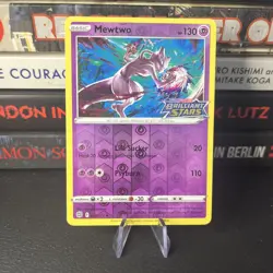 Pokemon Mewtwo TCG 056/172 Brilliant Stars Stamped Promo Card Reverse Holo LP - Image 1