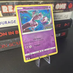Pokemon Mewtwo TCG 056/172 Brilliant Stars Stamped Promo Card Reverse Holo LP - Image 2