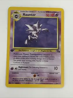 Pokemon TCG Haunter 1st Edition Holo Card Fossil, 6/62, Holographic Rare - Image 1