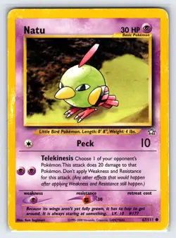 Natu 67/111 2000 Neo Genesis Pokemon Card Nintendo Vintage WOTC Common - Mp - Image 1