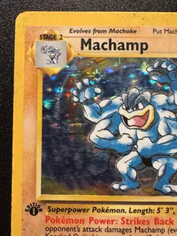 1st Edition Machamp 8/102 Base Set Pokemon Card Holo Foil Rare HP - Image 3