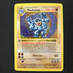 1ST EDITION Shadowless Machamp 8/102 Base Set Holo Rare Nintendo Pokemon Card - Image 1