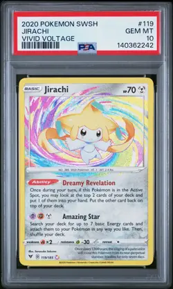 PSA 10 Jirachi Amazing Rare VIVID VOLTAGE 119/185 GEM MINT Graded Pokemon Card - Image 1