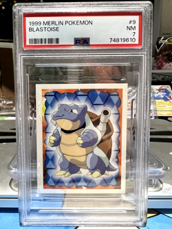 Pokemon Card - 1999 Blastoise 9 Sticker - Topps Merlin PSA 7 - Image 1