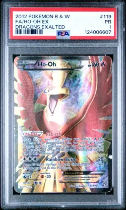 PSA 1 Pokemon Ho-Oh EX 119/124 Dragons Exalted Ultra Rare Full Art Holo POP 3 - Image 1