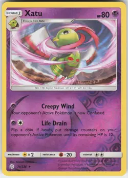 Xatu 79/236 Rare Cosmic Eclipse Pokemon Reverse Holo Near Mint - Image 1