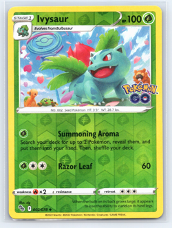 Ivysaur Uncommon Reverse Holo Pokemon GO 002 NM 2022 - Image 1