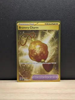 Bravery Charm 175/142 Hyper Rare Gold Trainer Stellar Crown NM Pokemon - Image 1
