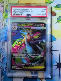 Mega Charizard X EX #109/094 Ultra Rare Phantasmal Flames Pokemon 2025 PSA 9 - Image 1