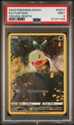 2023 POKEMON SWORD & SHIELD CROWN ZENITH #GG31 FULL ART/TURTWIG PSA 9 - Image 1