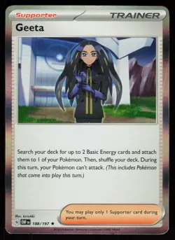 Geeta 188/197 Rare Obsidian Flames Pokemon Holo Near Mint - Image 1
