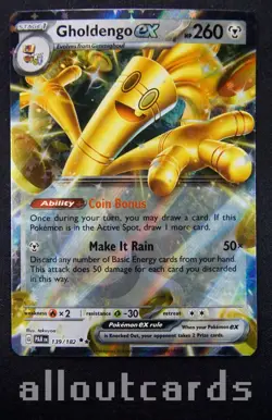 2023 Pokemon Paradox Rift Gholdengo ex Holo 139/182 NM/M - Image 1