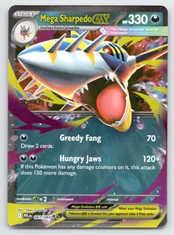 Pokemon Mega Sharpedo ex Phantasmal Flames PFL DOUBLE RARE HOLO 061/094 NM - Image 1