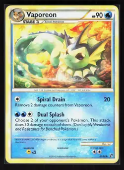 Vaporeon Uncommon Pokemon Undaunted 41/90 LP - Image 1