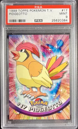 1999 Pokemon Topps TV Animation Series 1 Black Logo 17 Pidgeotto PSA 9 - Image 1
