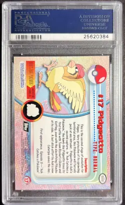 1999 Pokemon Topps TV Animation Series 1 Black Logo 17 Pidgeotto PSA 9 - Image 2