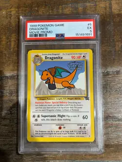 POKEMON 1999 Game Movie Promo DRAGONITE #5 PSA 5 RARE - Image 1