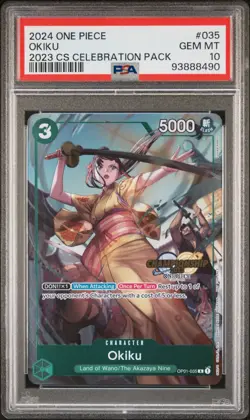 Okiku OP01-035 ALT ART PSA 10 English 2023 Celebration Pack One Piece Card Game - Image 1