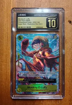 2025 One Piece Monkey D. Luffy OP07-109 Illustration Box Promo CGC 10 Pristine - Image 1